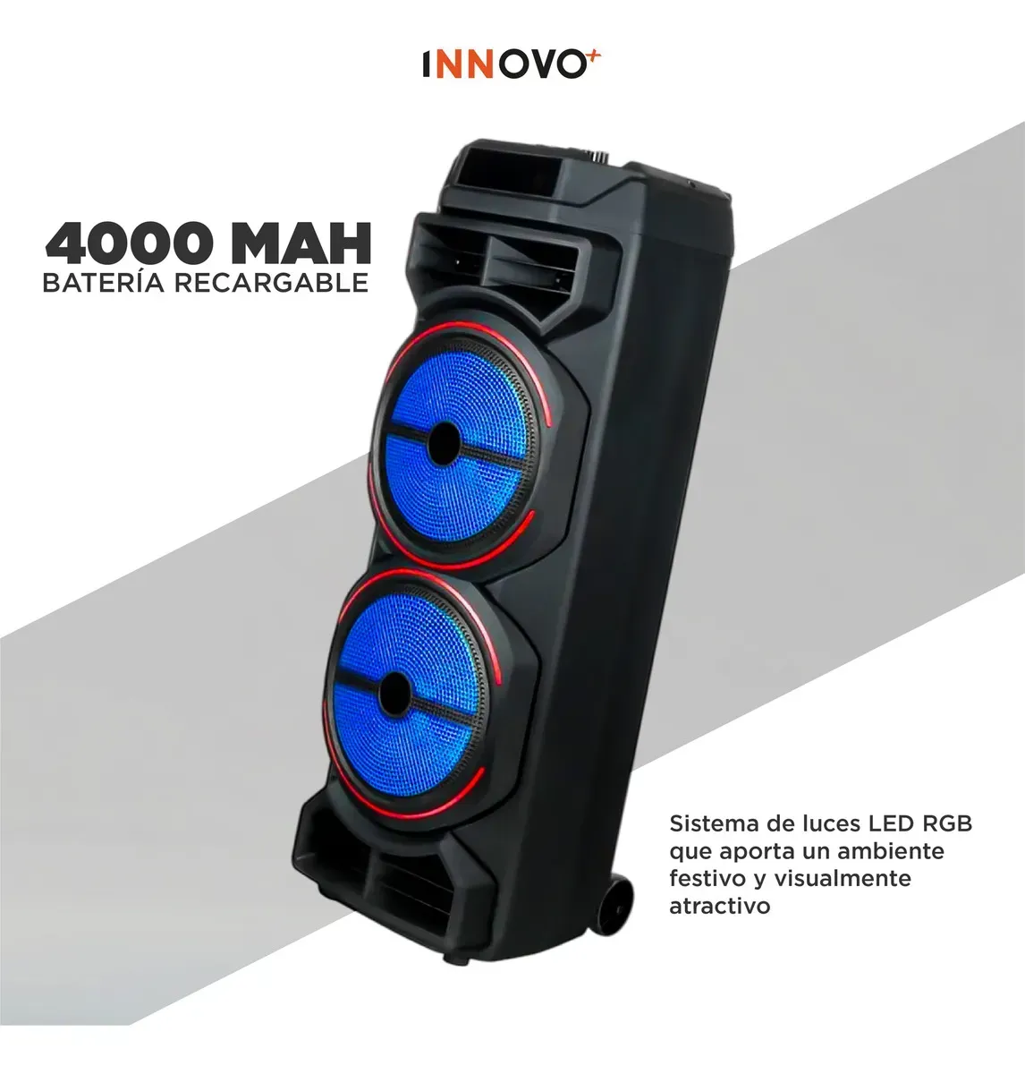 Parlante Bluetooth Potente Doble 8 Pulgadas Con Micrófono Gedi-g 2885 Rgb img #4