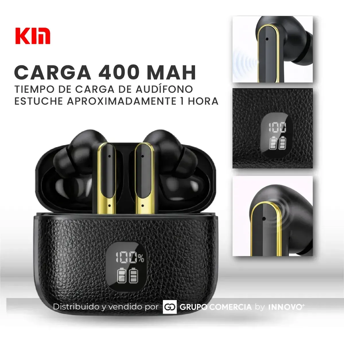 Audífonos Kin Kl-66 Pro Sonido Espacial Cancelación Ruido Pantalla Led Negro Negro img #3