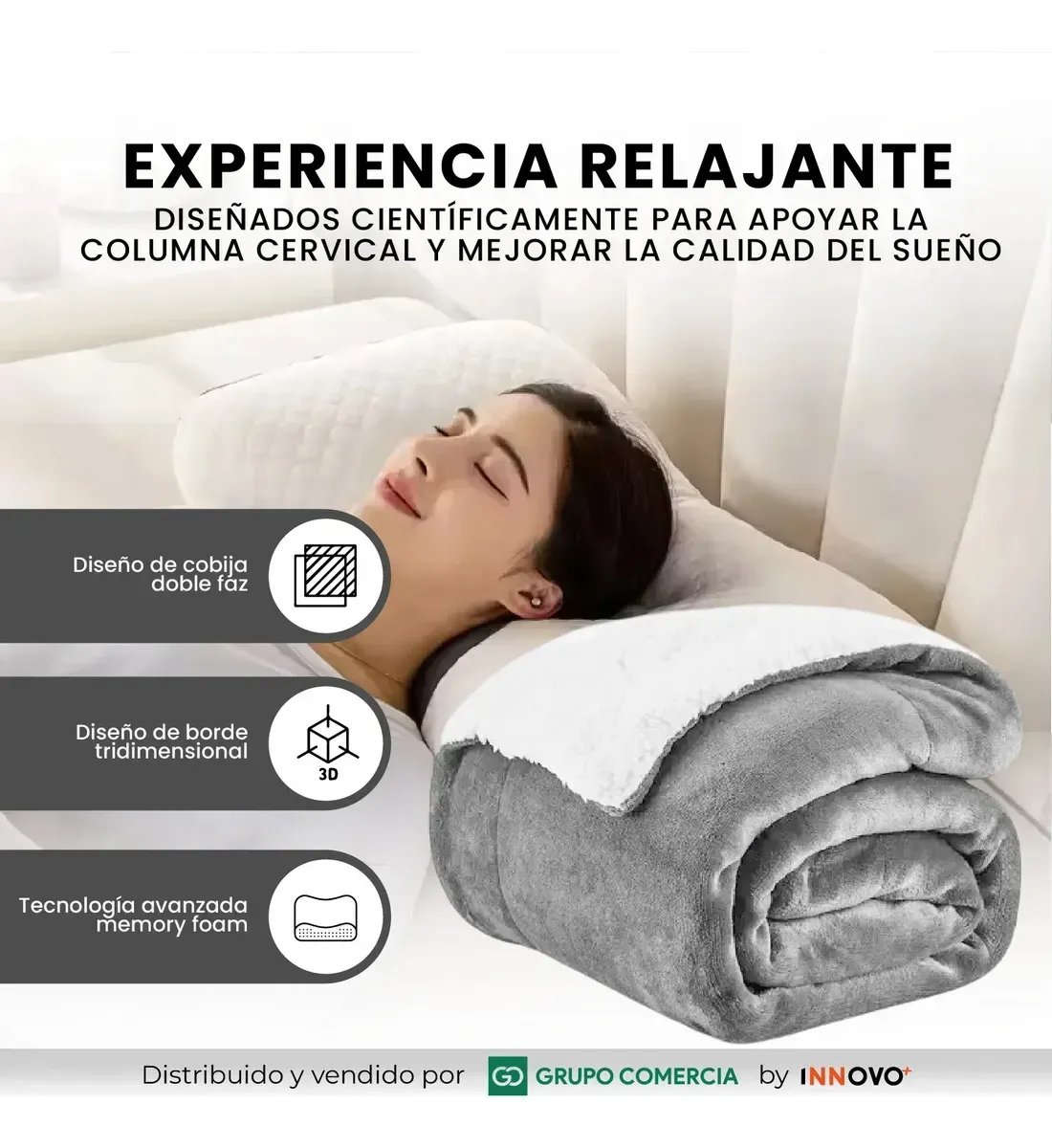 Cobija Térmica Premium Gris Doble Faz Con 2 Almohadas Confort img #4