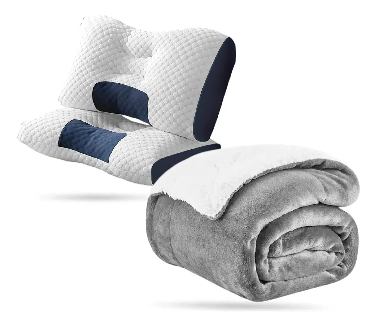 Cobija Térmica Premium Gris Doble Faz Con 2 Almohadas Confort img #2