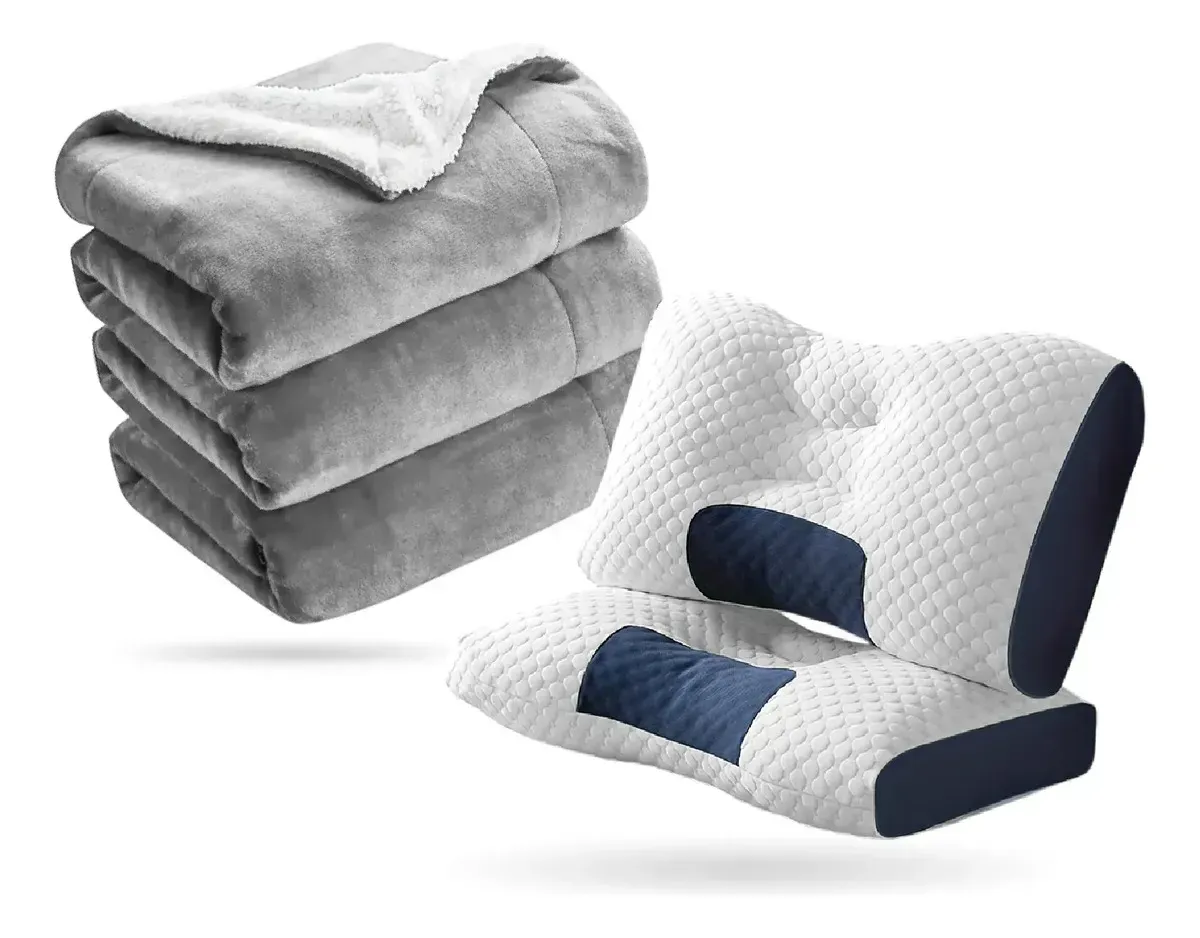 Cobija Térmica Premium Gris Doble Faz Con 2 Almohadas Confort img #1