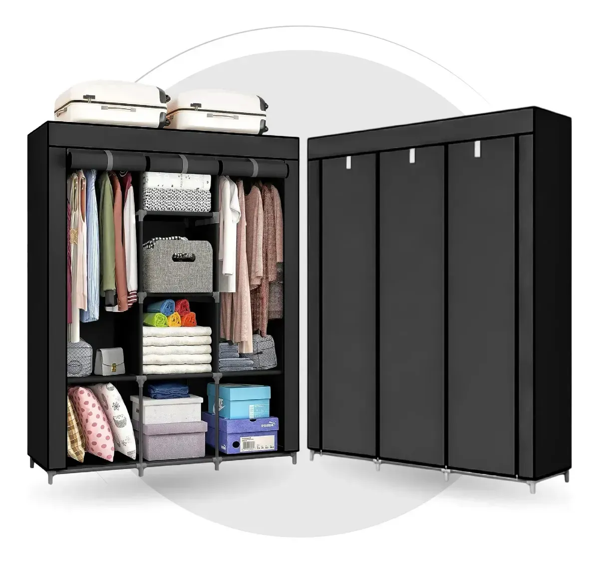 Closet Organizador Portátil Ropa 3 Cuerpos Armario Storage Gris Gris img #8