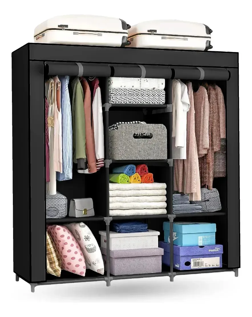 Closet Organizador Portátil Ropa 3 Cuerpos Armario Storage Gris Gris img #1