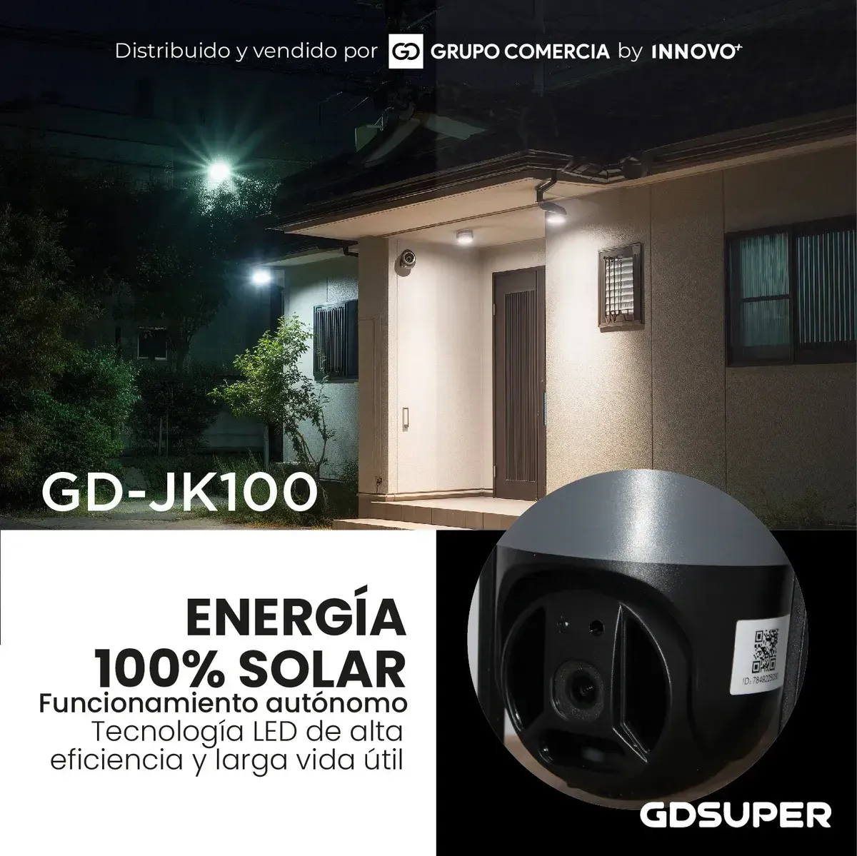 Cámara De Vigilancia Exterior Solar 360° Foco Led Alta Potencia Sensor Pro Jk 100 img #3
