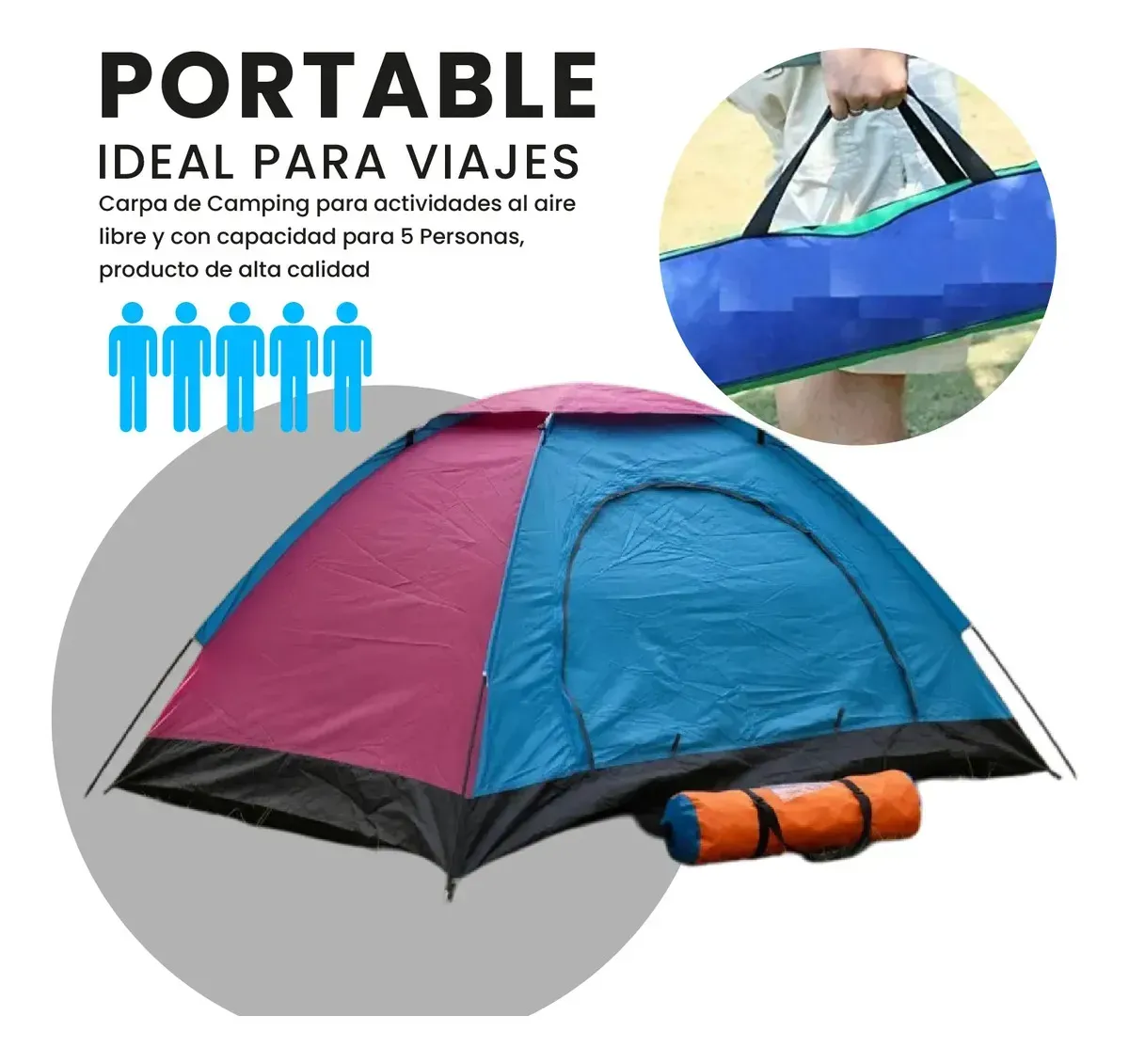 Carpa Camping Premium 5 Personas Impermeable Protección Uv Mosquitero img #4
