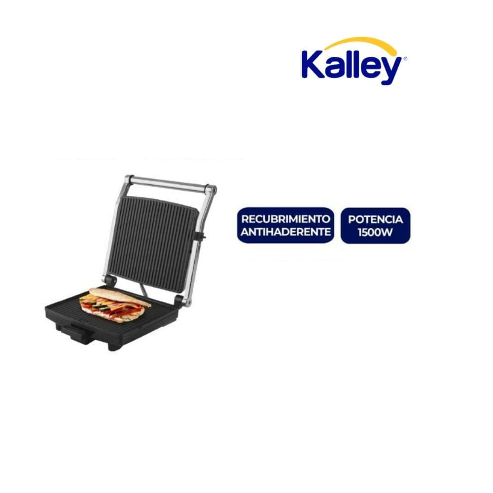 Asador Eléctrico Kalley 1500W Grill Sandwichera Parrilla Antiadherente img #1
