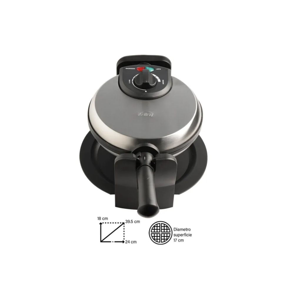 Waflera Eléctrica Kalley 750W Rotación 180° Antiadherente Hogar img #4