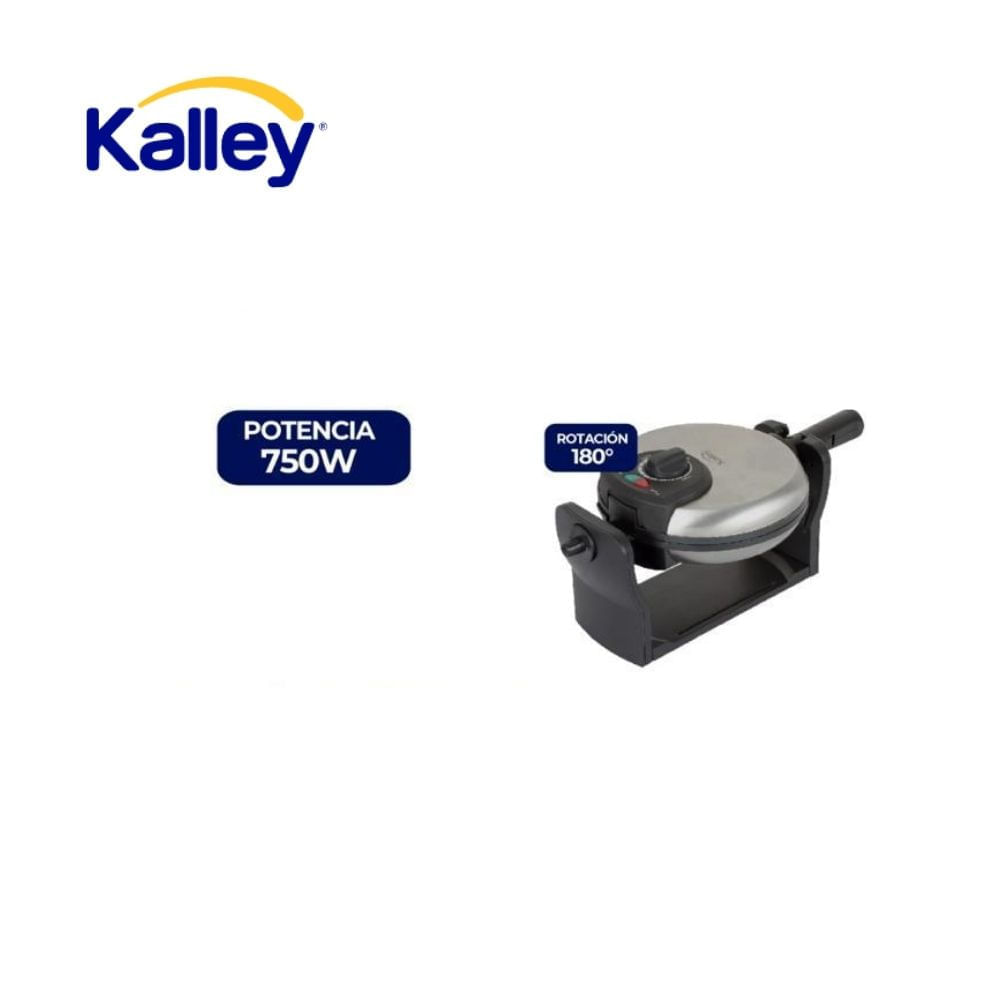 Waflera Eléctrica Kalley 750W Rotación 180° Antiadherente Hogar img #1