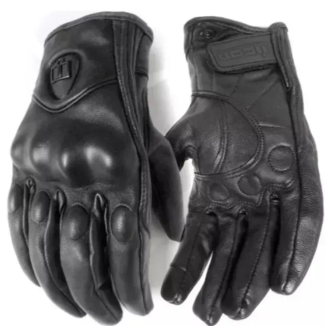 Guantes Icon Persuit Liso O Perforado Cuero Moto Protección img #2