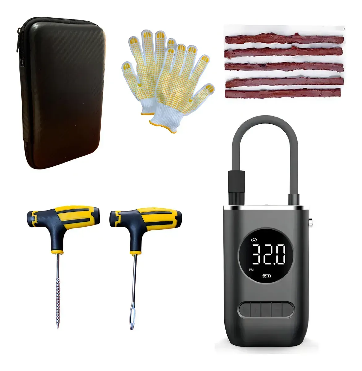 Compresor Portátil De Aire Recargable Alta Potencia Infla Llantas Rápido Con Despinchador Estuche img #6