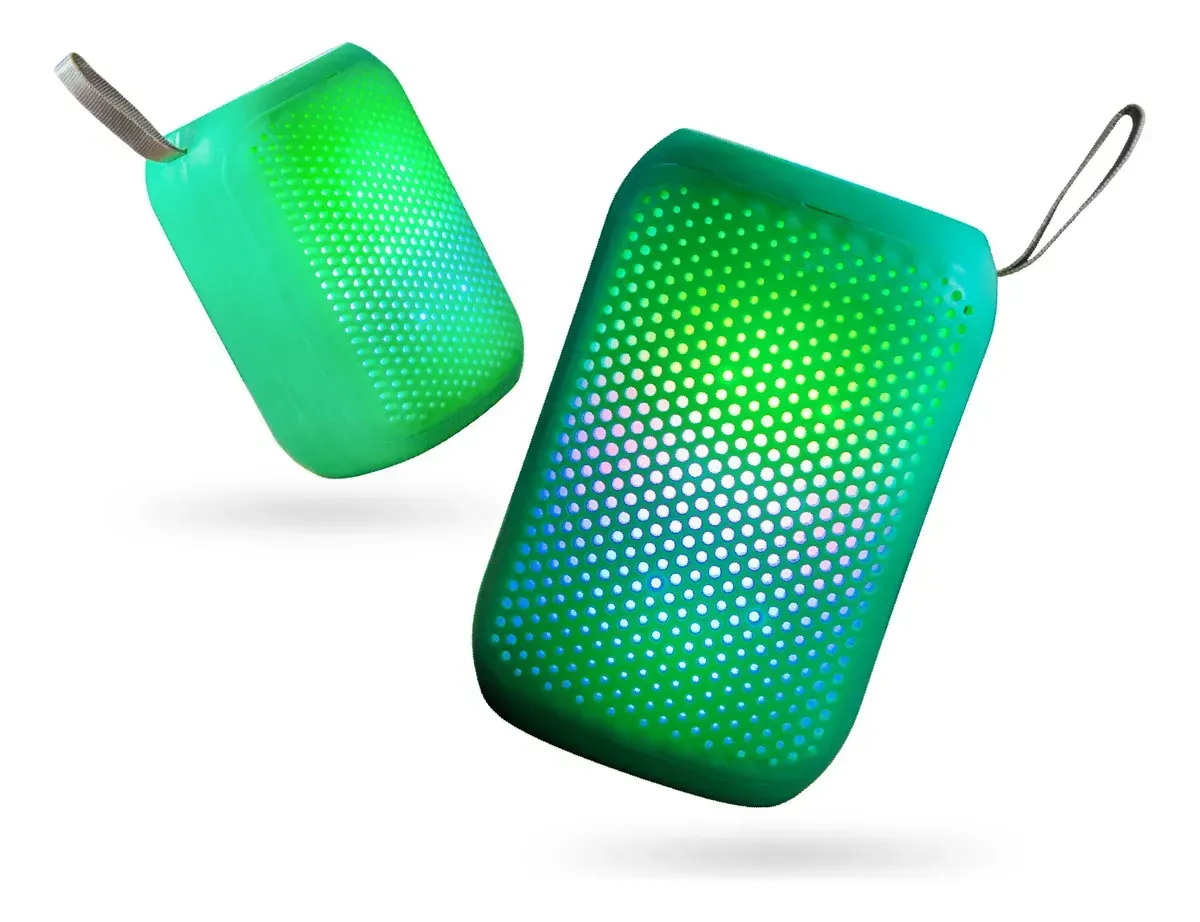 Mini Parlante Bluetooth Kts-1997 Luces Led Potente Portátil Verde img #1