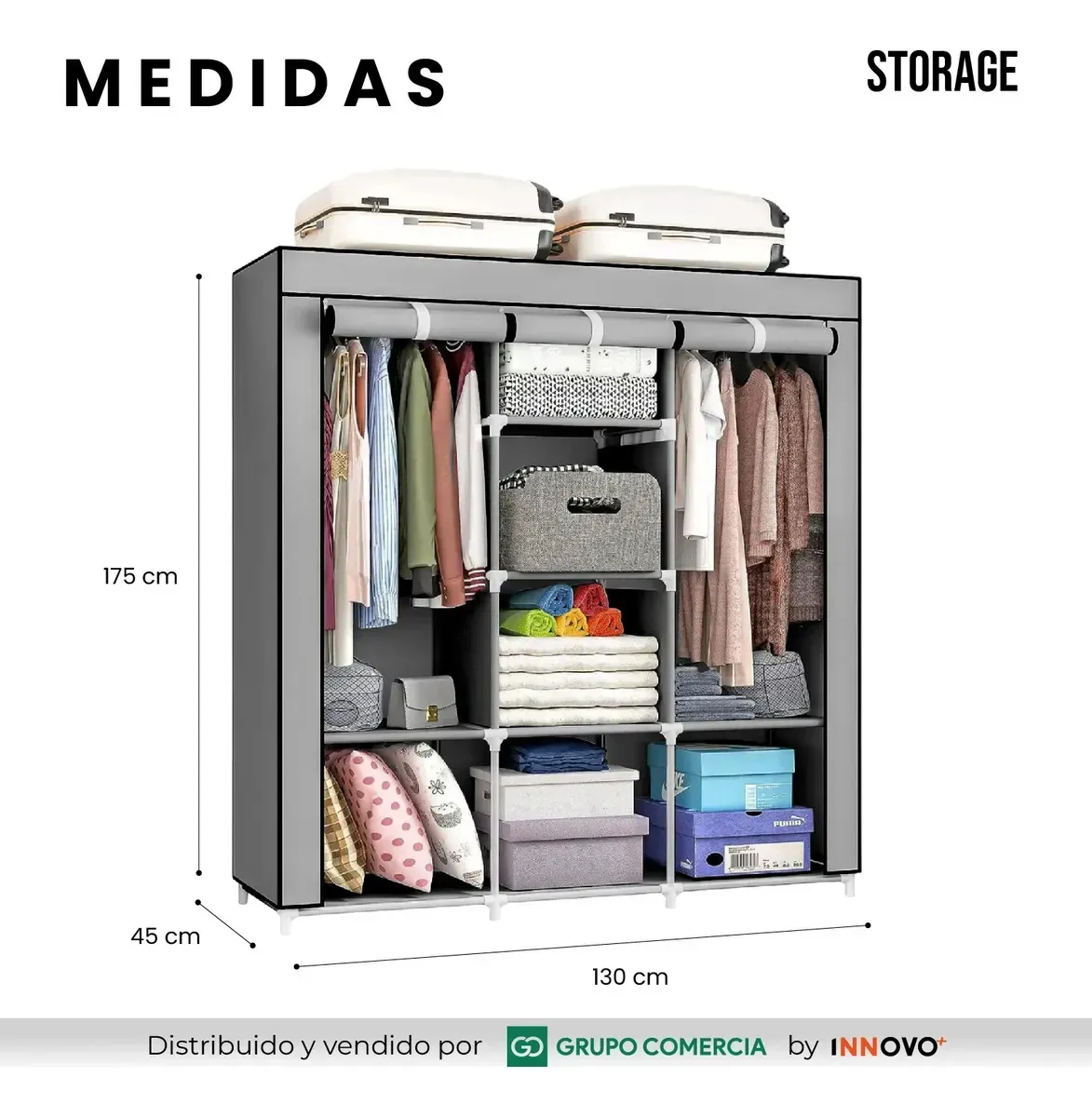 Organizador Storage Armario Portátil Zapatero 9 Niveles Gris Gris img #5