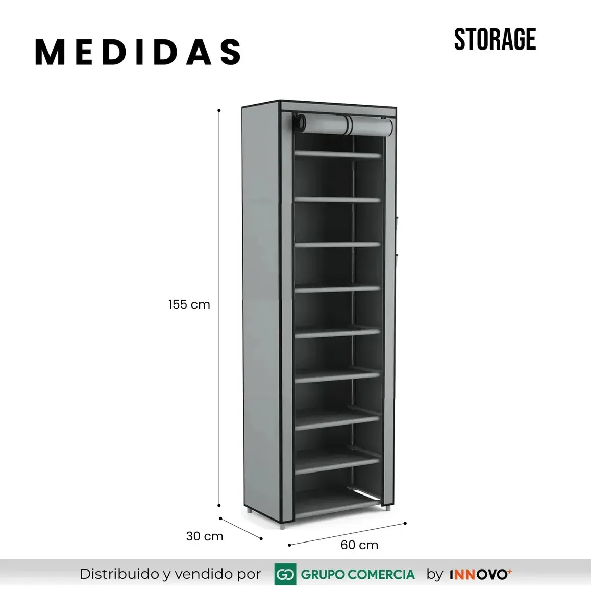Organizador Storage Armario Portátil Zapatero 9 Niveles Gris Gris img #3