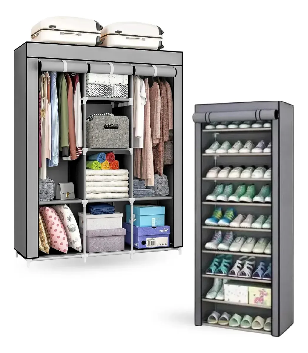 Organizador Storage Armario Portátil Zapatero 9 Niveles Gris Gris img #1