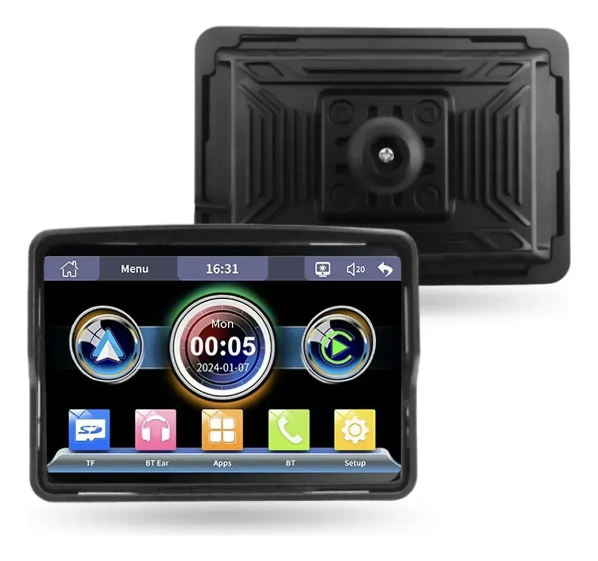 Pantalla Inteligente Para Moto 5 Carplay Android Cámaras Gps Negro img #2