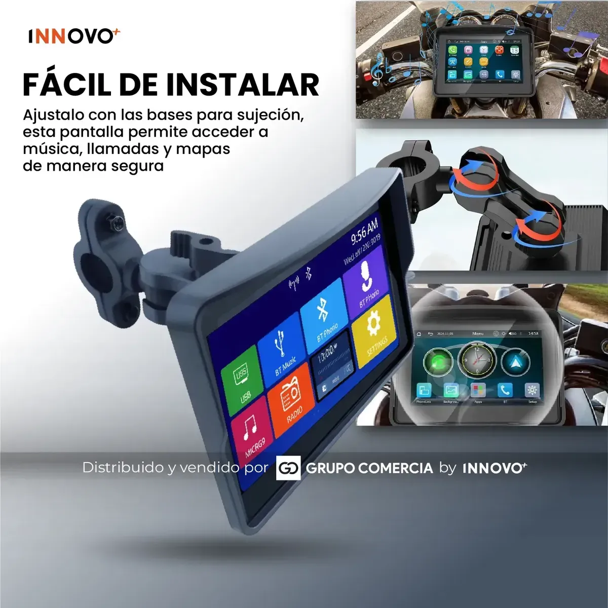 Pantalla Inteligente Para Moto 5 Carplay Android Cámaras Gps Negro img #4
