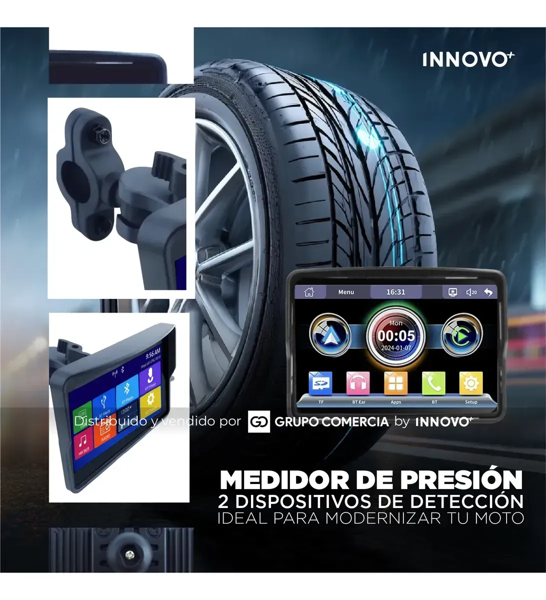 Pantalla Inteligente Para Moto 5 Carplay Android Cámaras Gps Negro img #7