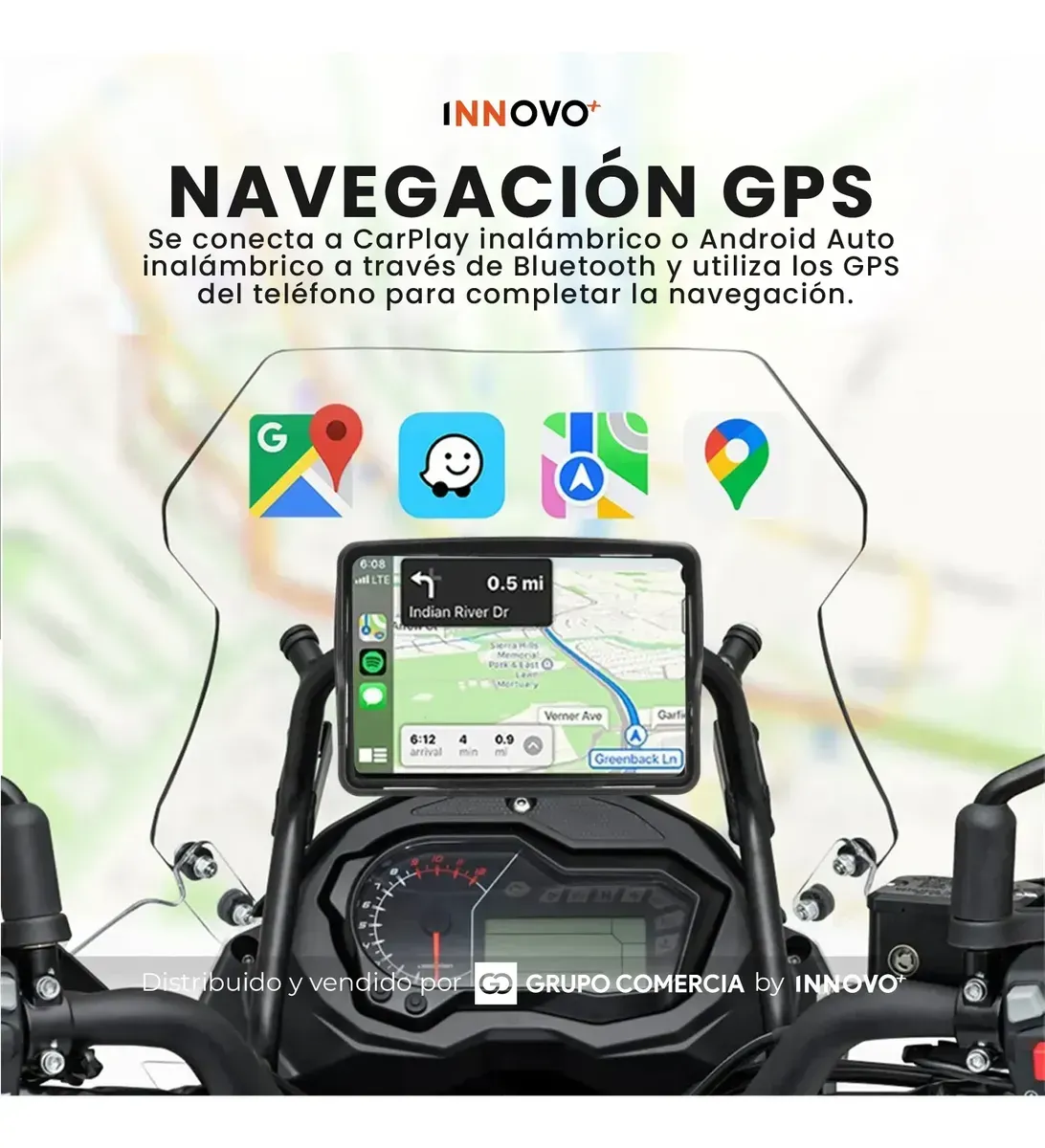 Pantalla Inteligente Para Moto 5 Carplay Android Cámaras Gps Negro img #6