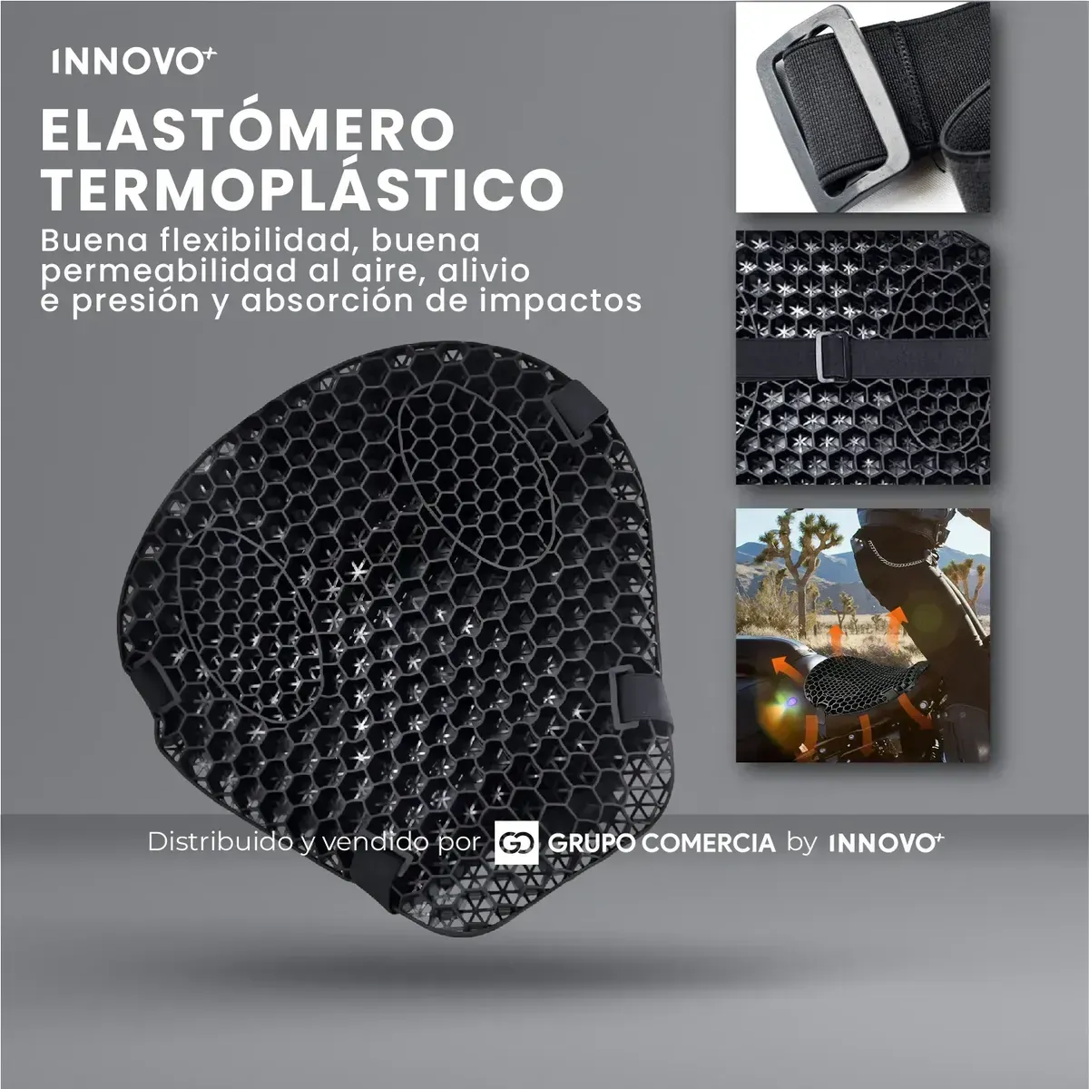 Cojín Para Motociclistas Moto Silicona Antifatiga Turismo Negro img #8