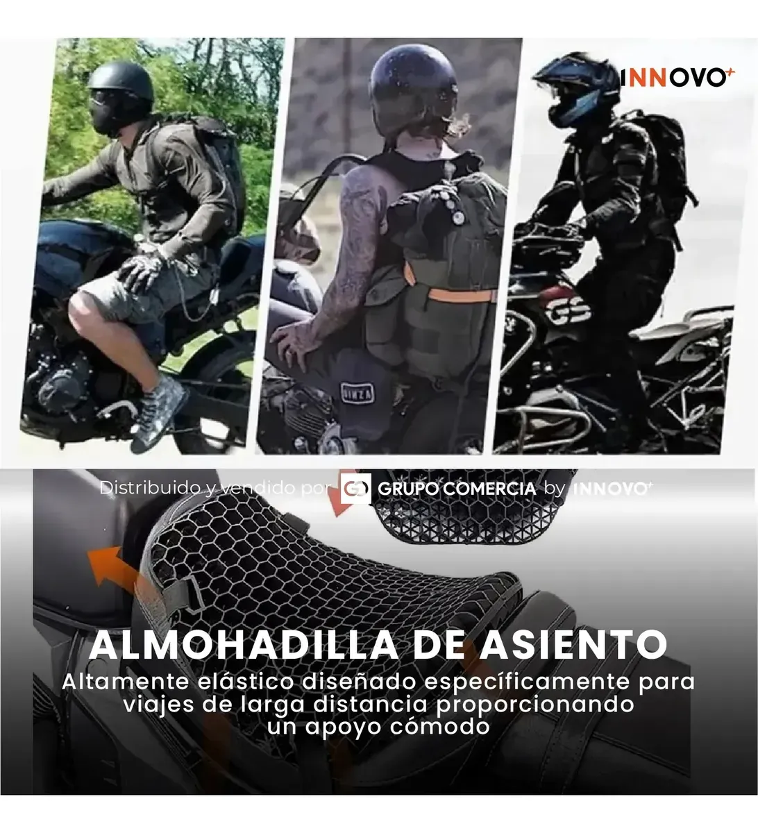Cojín Para Motociclistas Moto Silicona Antifatiga Turismo Negro img #3