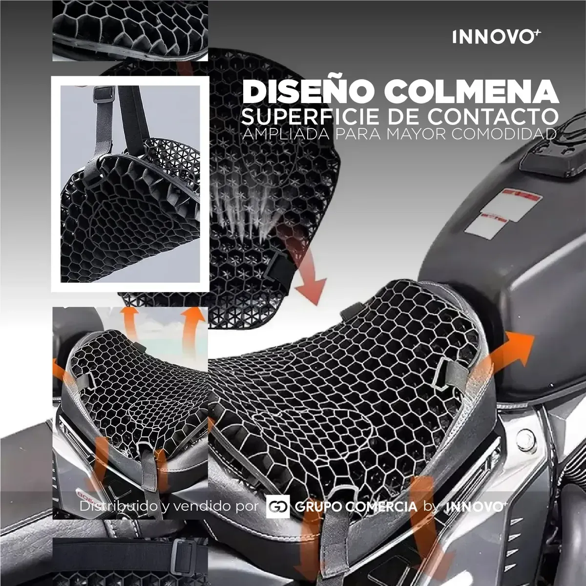Cojín Para Motociclistas Moto Silicona Antifatiga Turismo Negro img #2