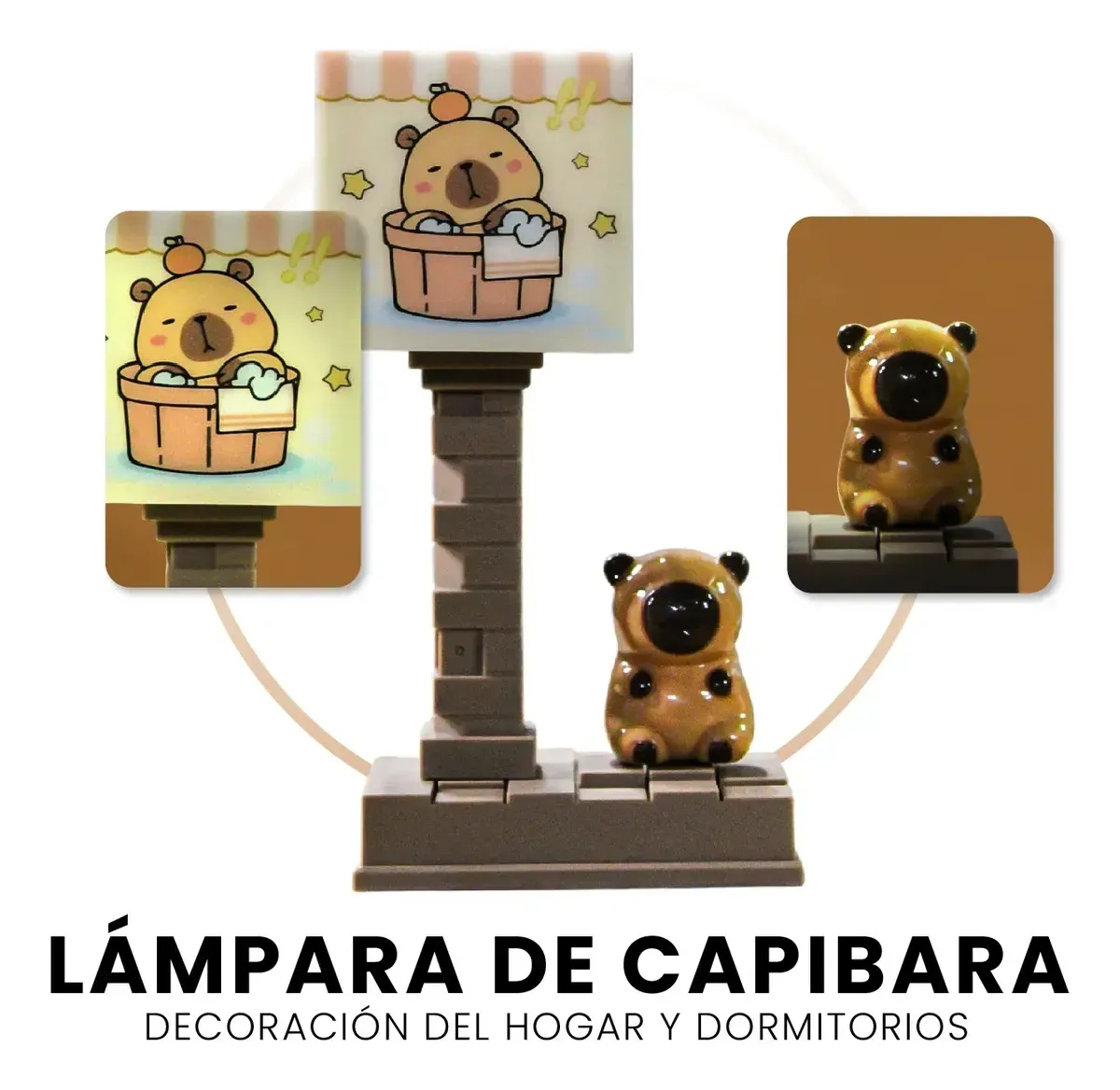 Lámpara Capibara Led Recargable Aesthetic 5 Modos De Luz &amp; Usb-c Café img #4