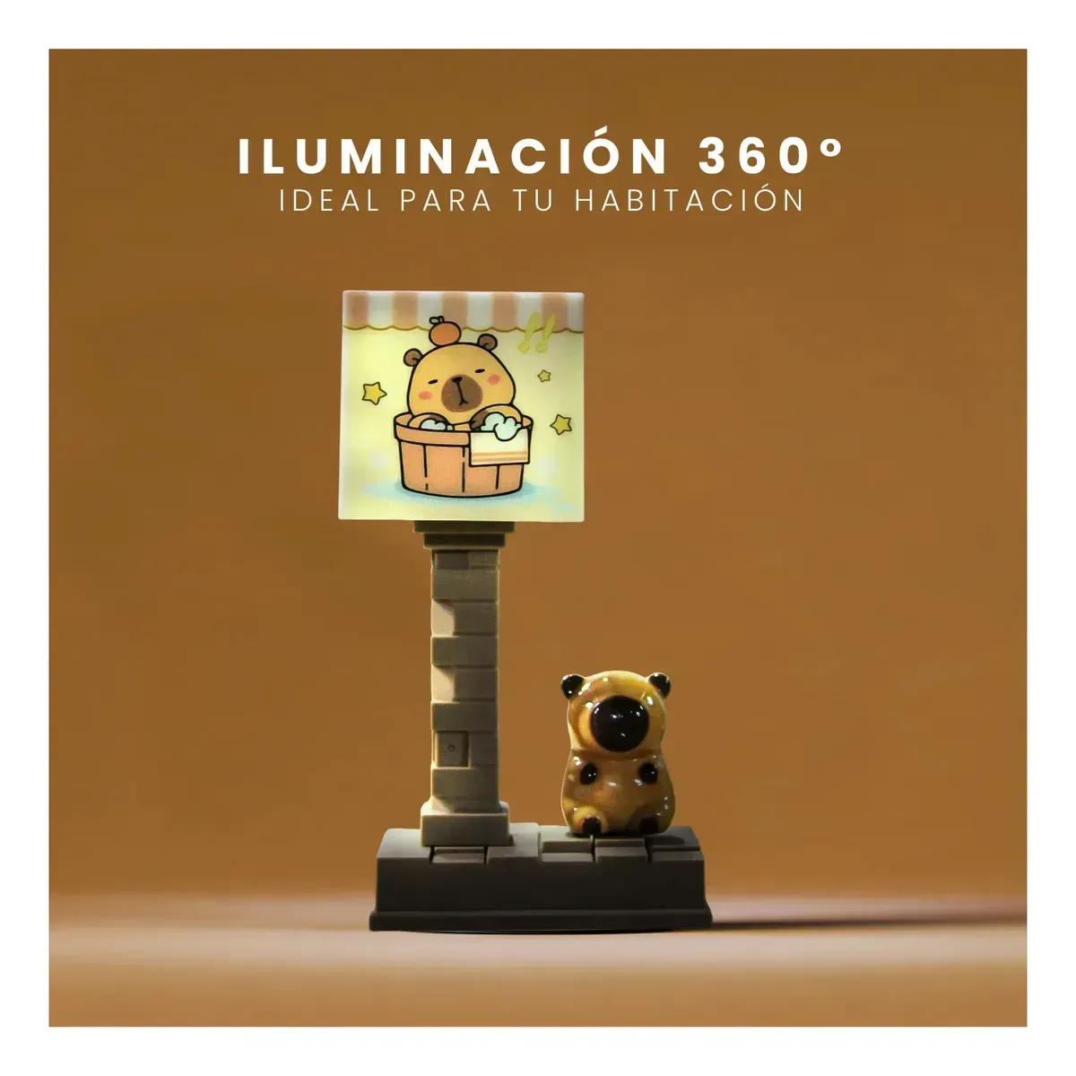Lámpara Capibara Led Recargable Aesthetic 5 Modos De Luz &amp; Usb-c Café img #6