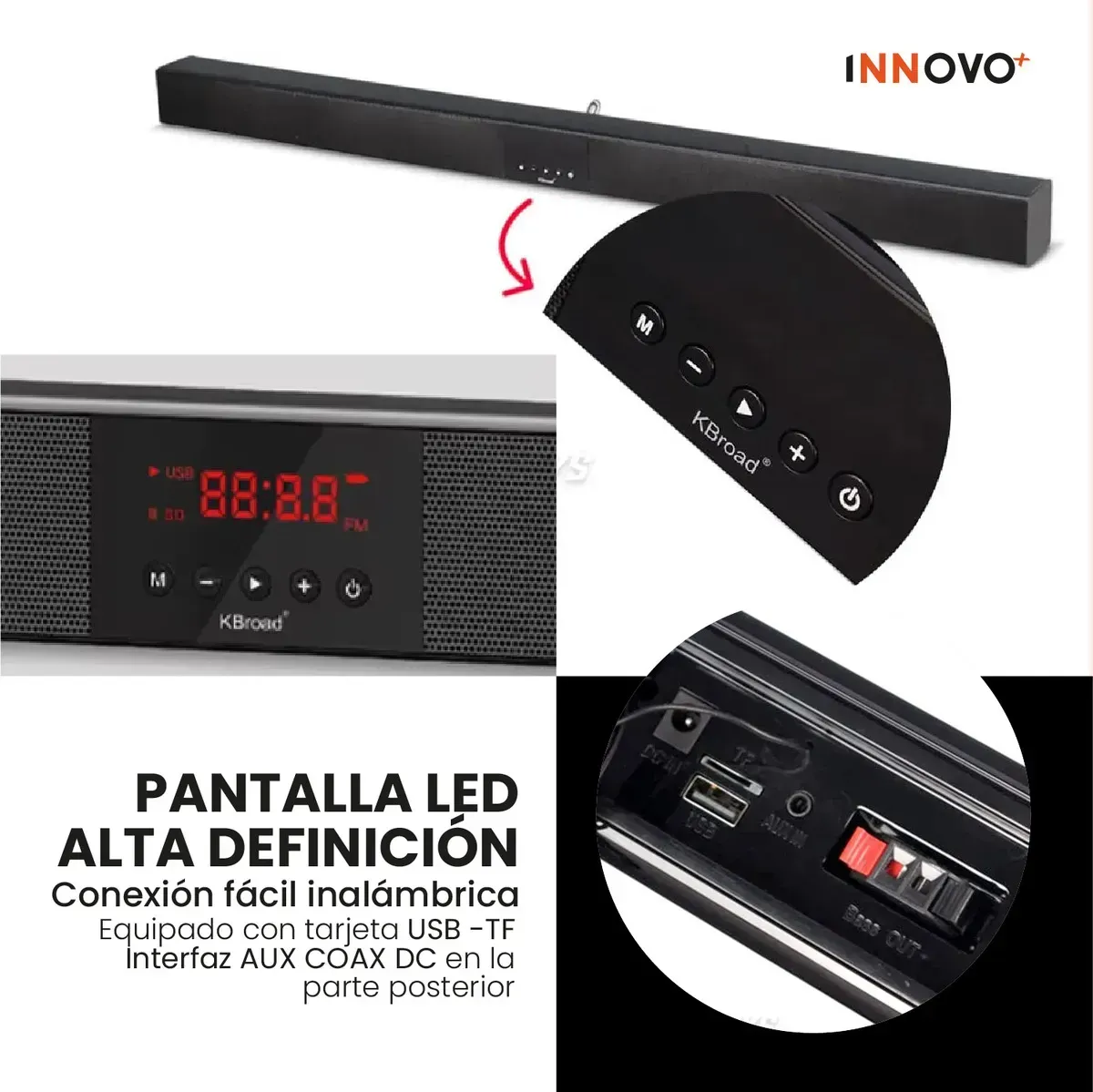 Teatro En Casa Subwoofer Bluetooth Bajos Profundos Barra Sonido Parlante Negro Negro img #5