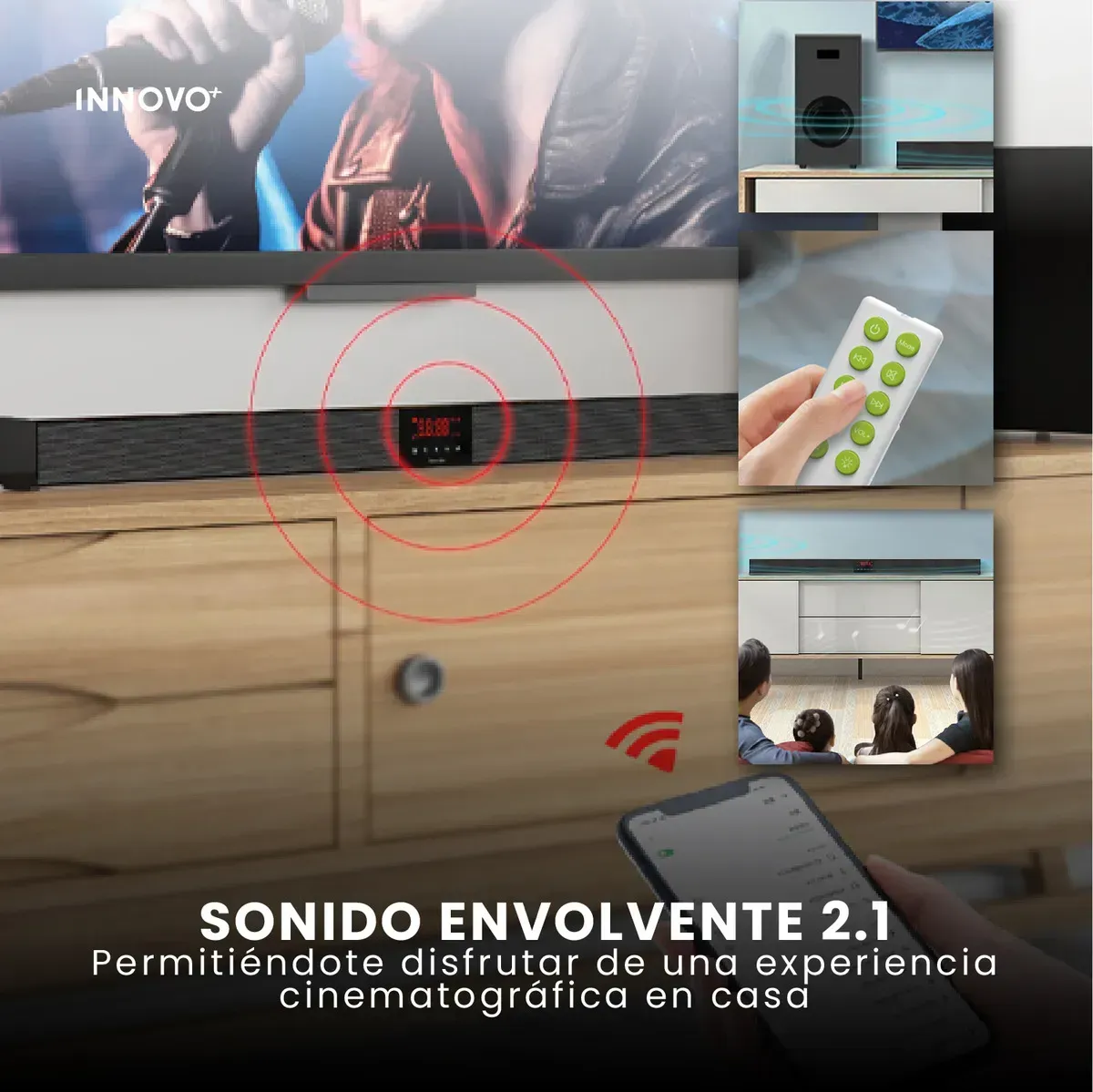 Teatro En Casa Subwoofer Bluetooth Bajos Profundos Barra Sonido Parlante Negro Negro img #6