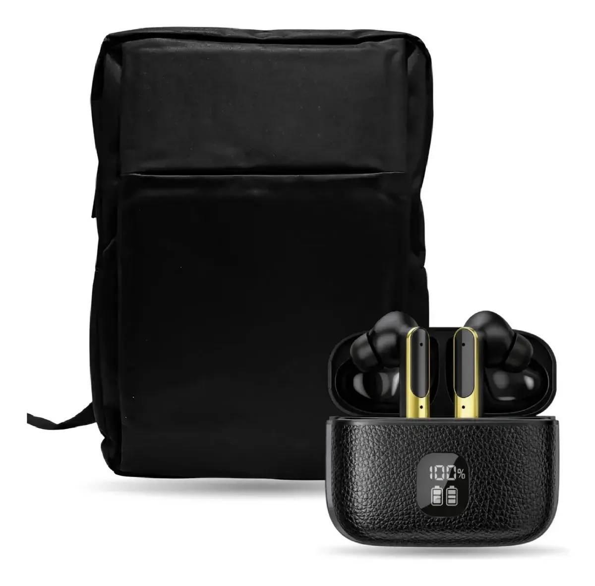 Morral Bolso Negro Compartimiento Laptop Con Audífonos Bluetooth Oxford img #1