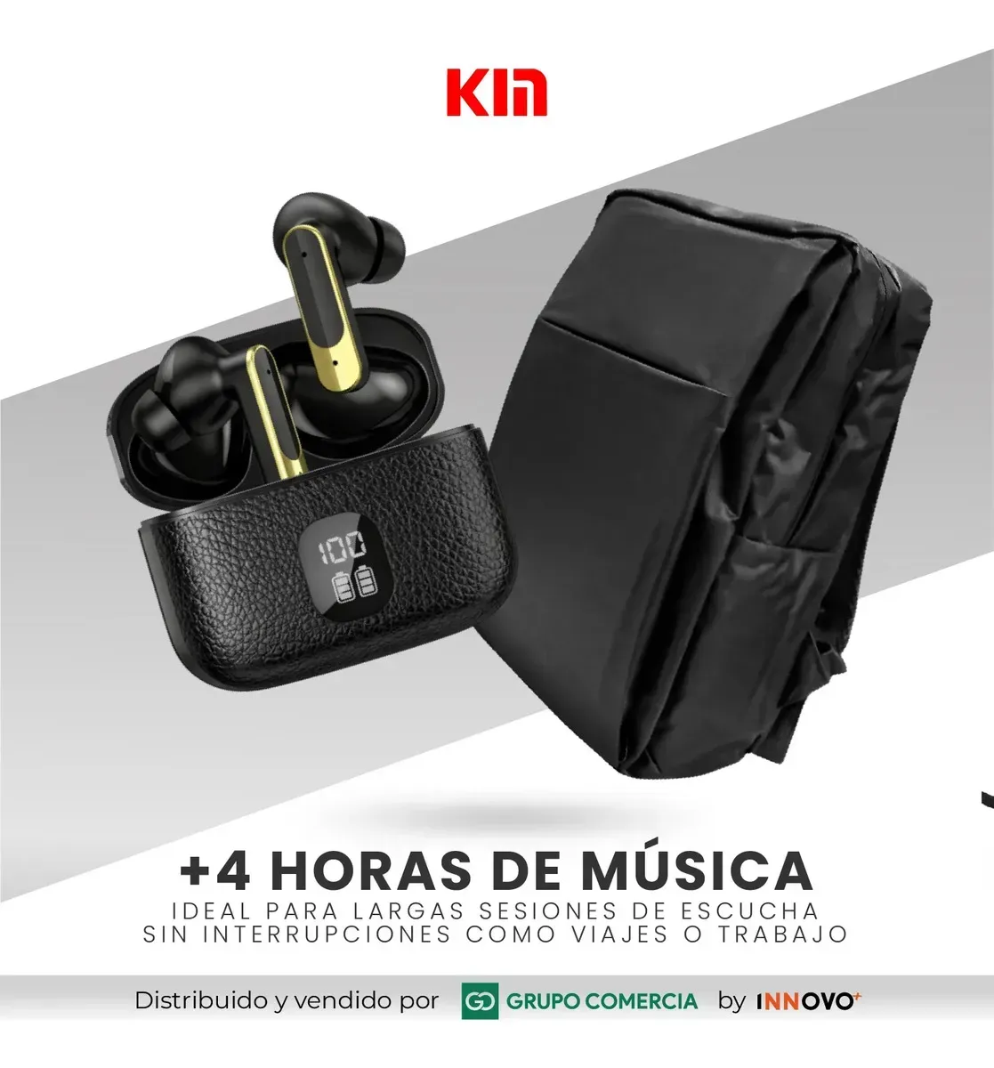 Morral Bolso Negro Compartimiento Laptop Con Audífonos Bluetooth Oxford img #4