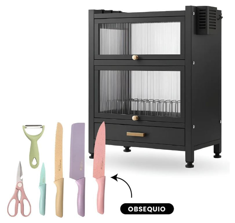 Organizador De Loza Con Escurridor + Set 6 Cuchillos Acero Inoxidable img #1