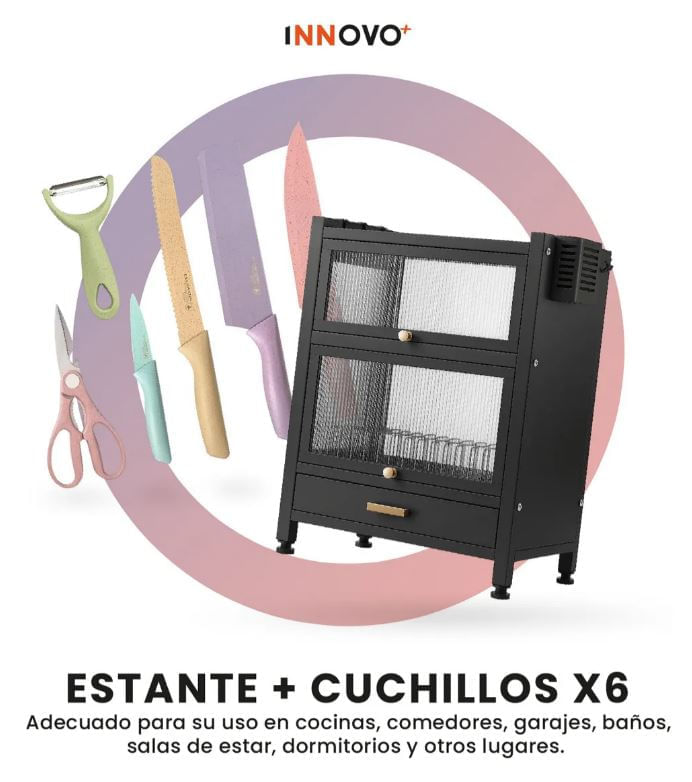 Organizador De Loza Con Escurridor + Set 6 Cuchillos Acero Inoxidable img #3