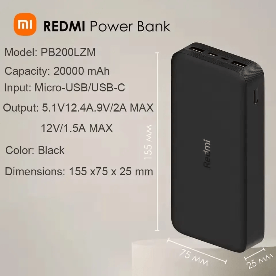 Power Bank Cargador Portátil 20000mah Xiaomi Redmi Power Bank 18w Usb-C img #2