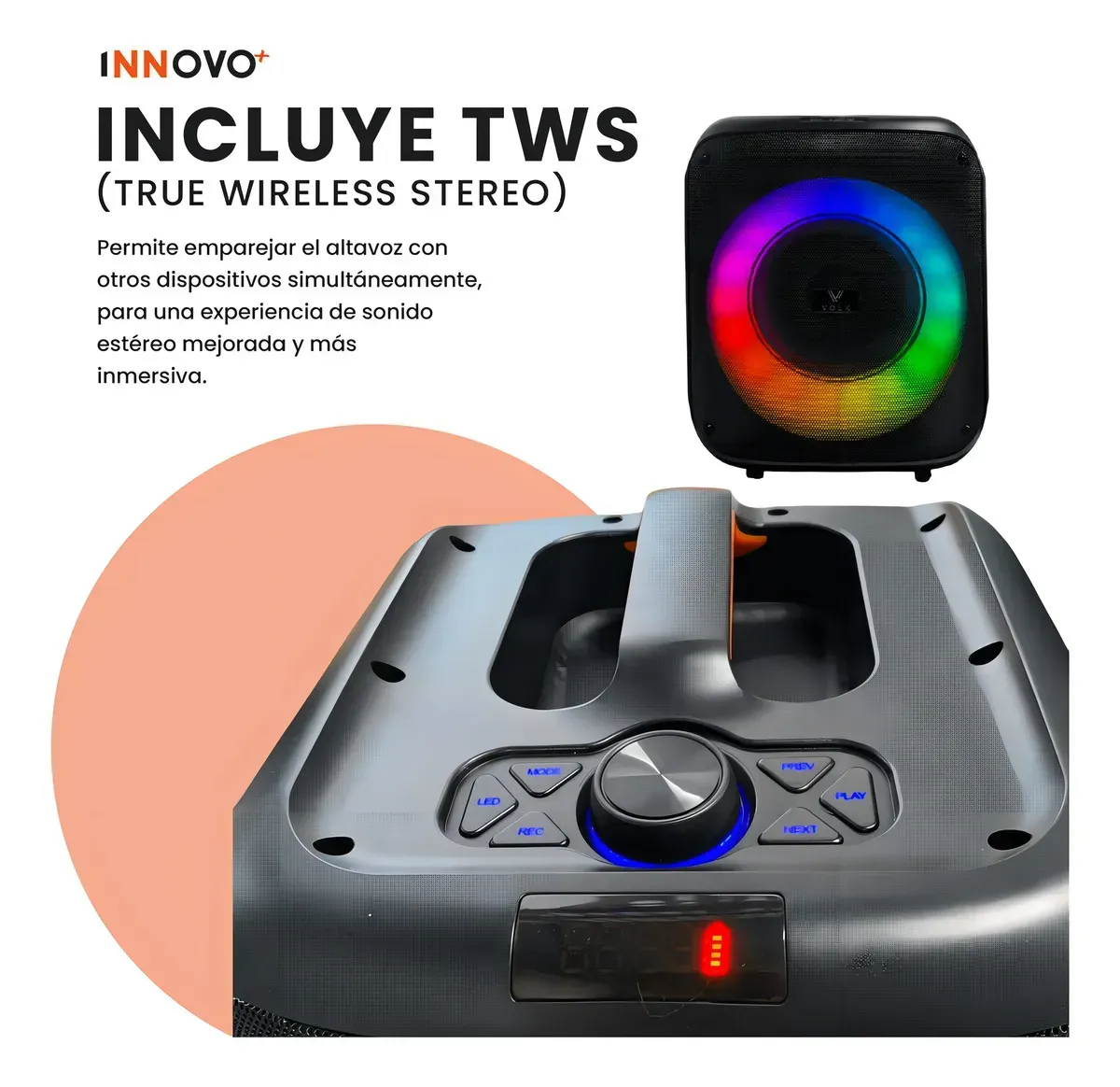 Parlante Volk Bluetooth Portátil 15.000 Pmpo Con Micrófono img #3