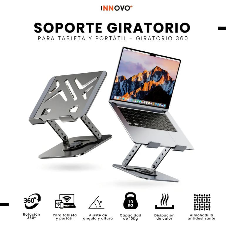 Soporte Base Ajustable Giratorio Portátil Para Mac Macbook Notebook img #2