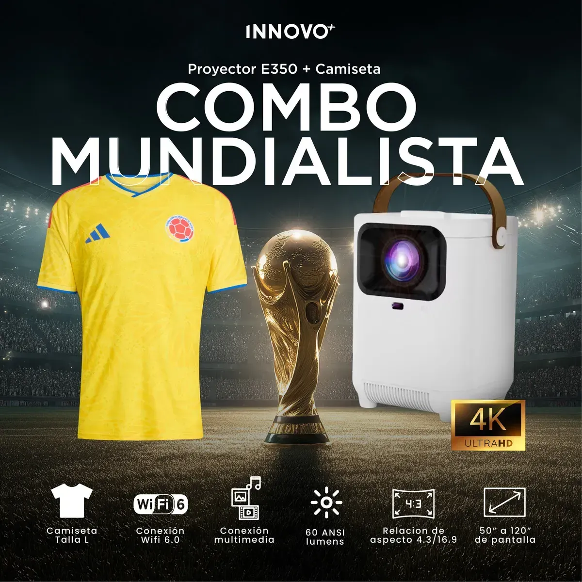 Proyector Android E350 4k Wifi 6 Obsequio Camiseta Selección img #5