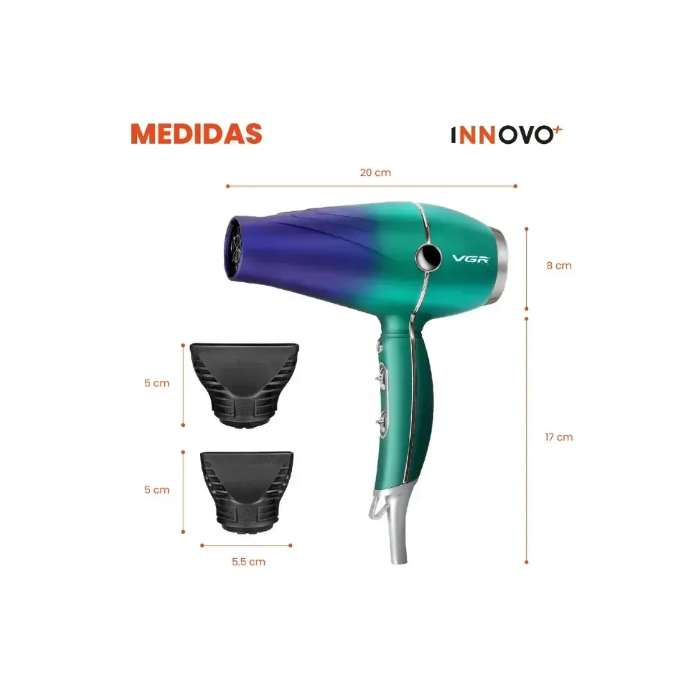 Secador Profesional VGR Original 1500Watts Con Cepillo Secador Avocados Vitamina Aguacate img #2