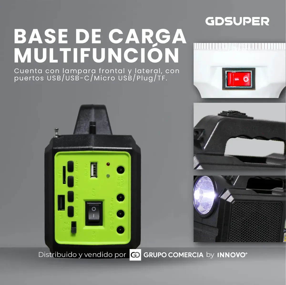 Lámpara Solar Recargable Para Camping Y Hogar Incluye 2 Bombillos Extra Y Carga De Celular Negro Negro img #2