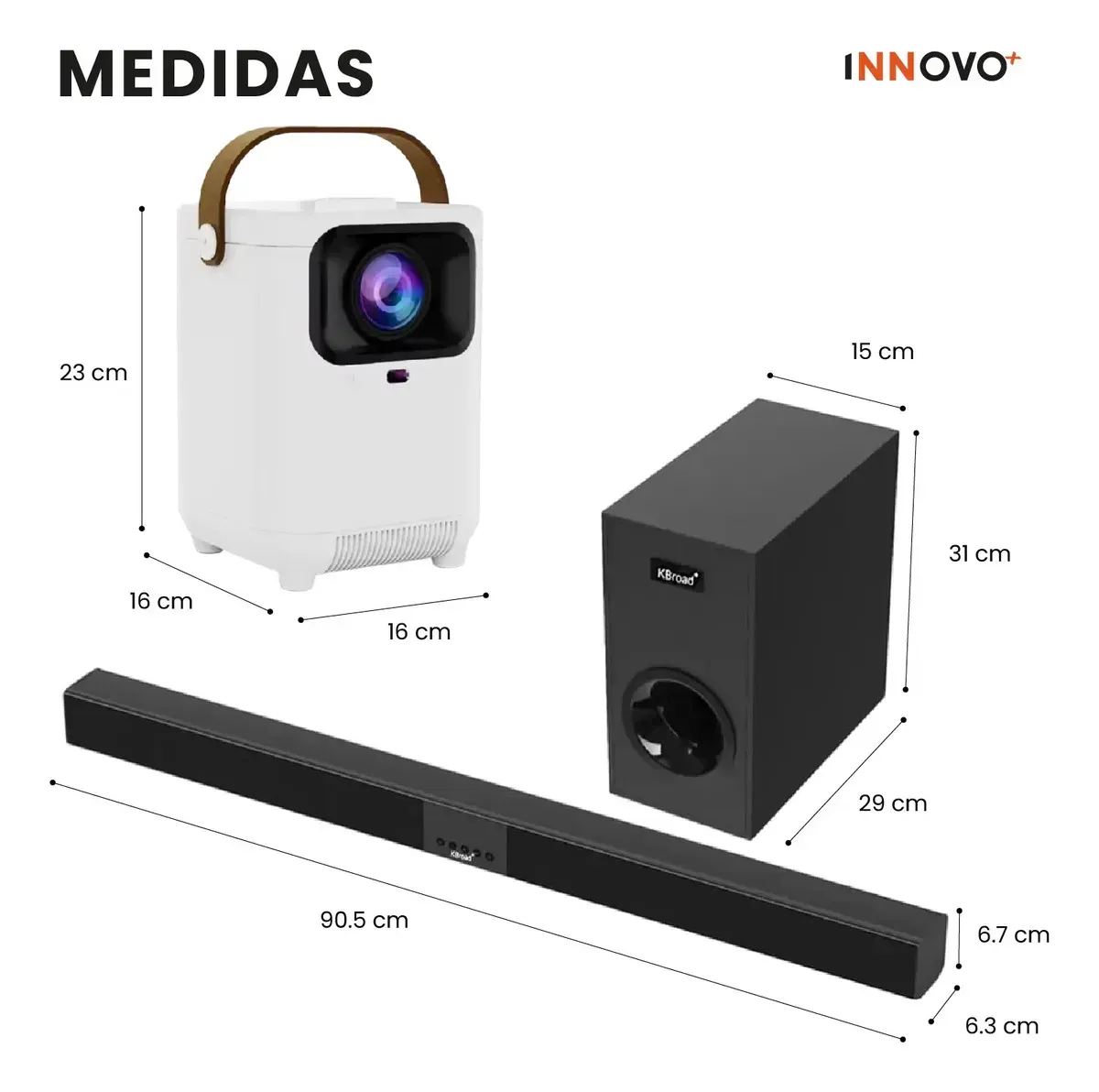 Proyector Android 4k E350 Sistema De Sonido 2.1 Subwoofer Wifi Bluetooth 5.0 img #2