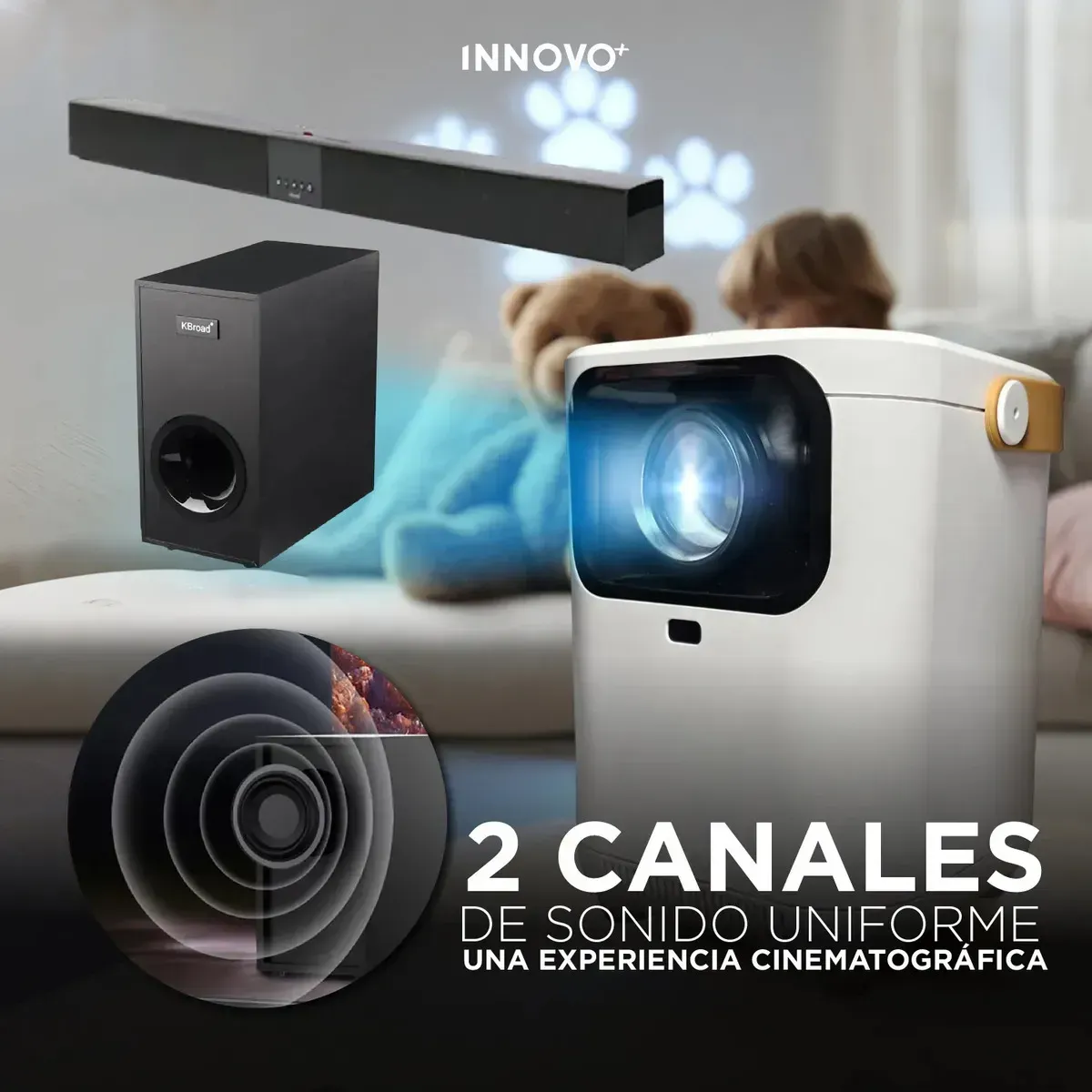 Proyector Android 4k E350 Sistema De Sonido 2.1 Subwoofer Wifi Bluetooth 5.0 img #5