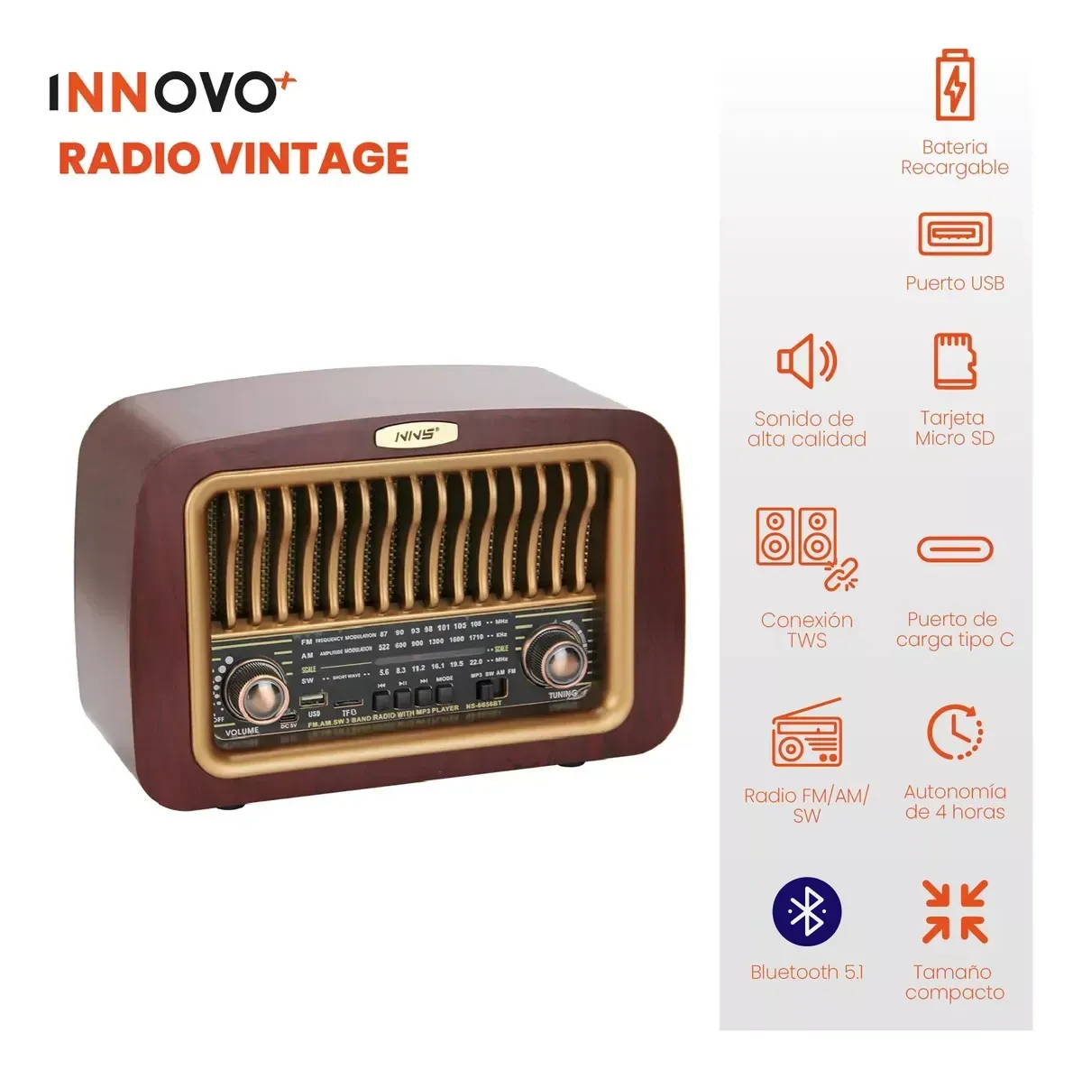 Radio Parlante Mega Sound Tws Am Fm Bluetooth Potente img #3