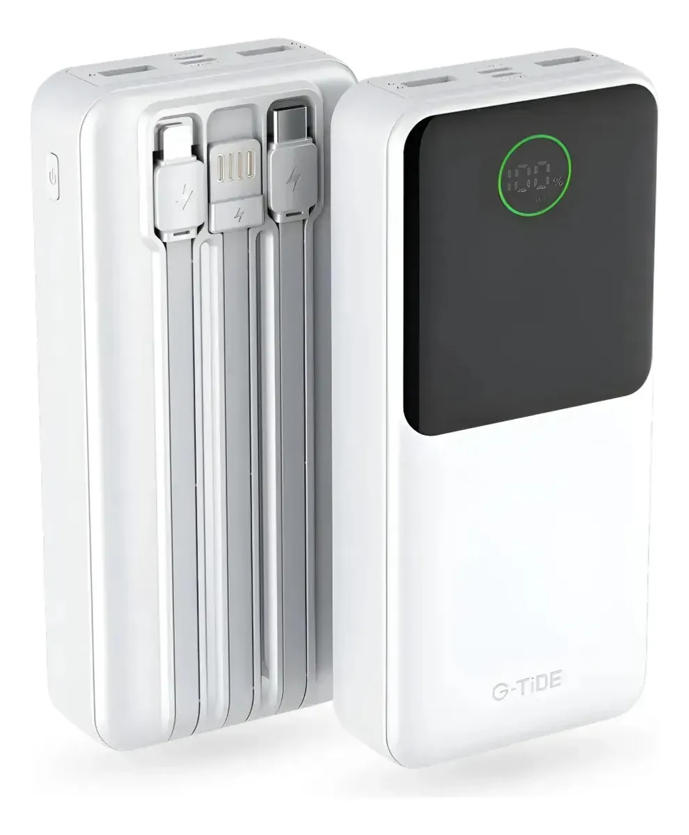 Power Bank G-tide 20000mah Rápida 22.5w 3 Cables Integrados Blanco img #1