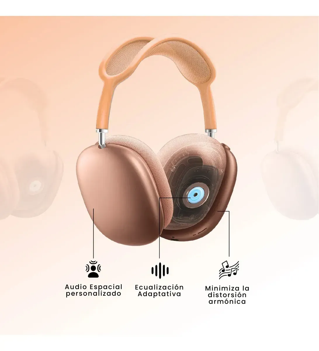 Audífonos Inalámbricos Pro Max Sound Audio Espacial &amp; Sonido Hi-fi Premium Salmón img #4