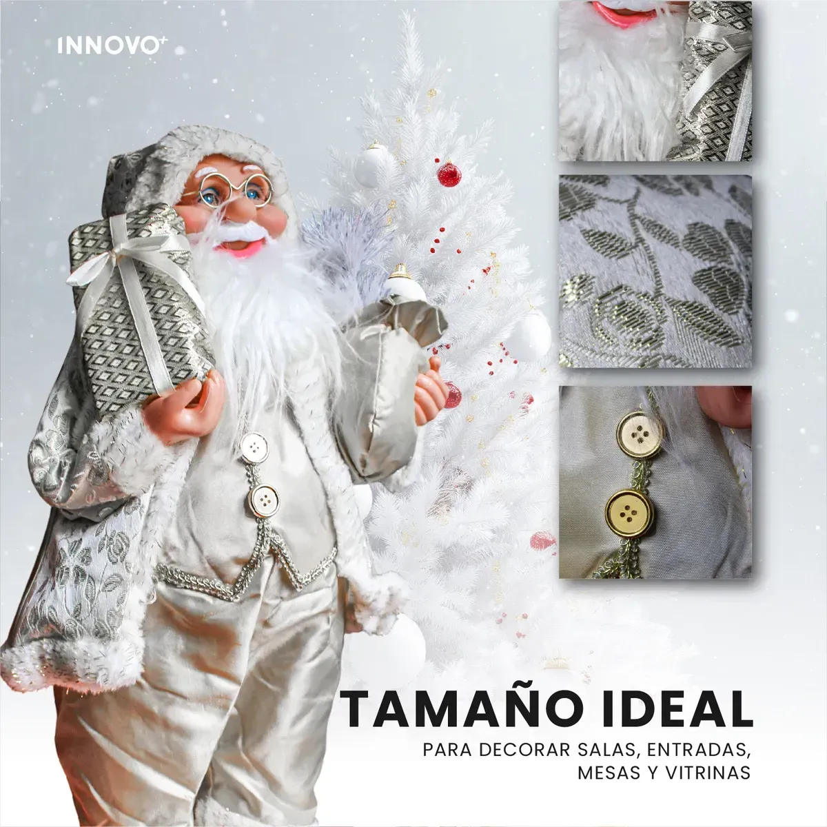 Papá Noel Dorado Decorativo 60cm Santa Claus Realista Navidad img #5