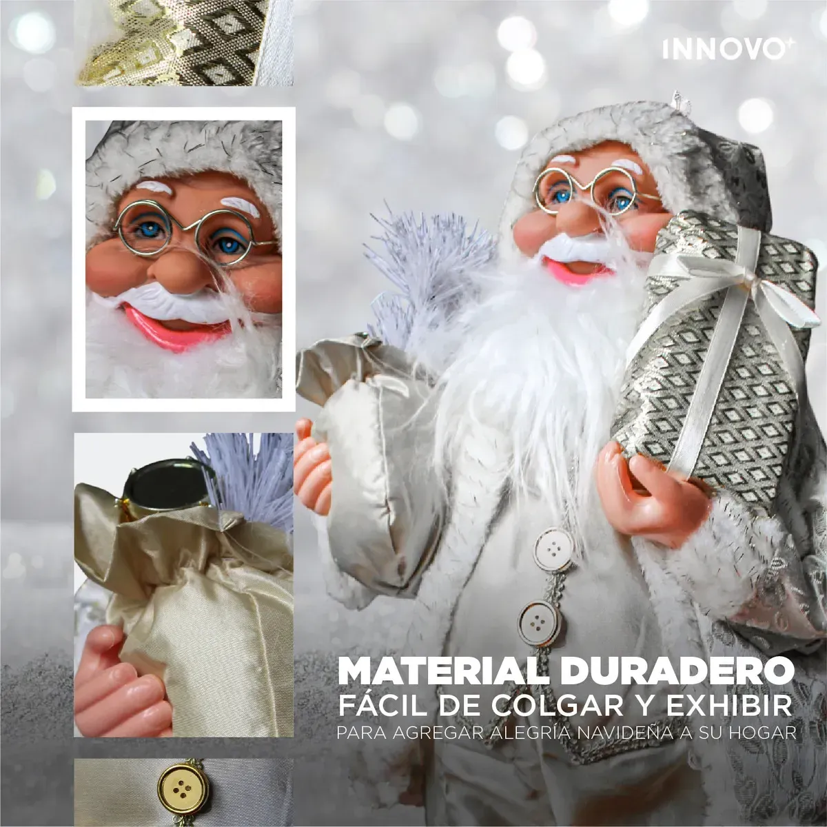 Papá Noel Dorado Decorativo 60cm Santa Claus Realista Navidad img #3