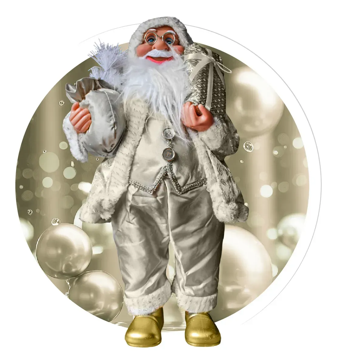 Papá Noel Dorado Decorativo 60cm Santa Claus Realista Navidad img #6