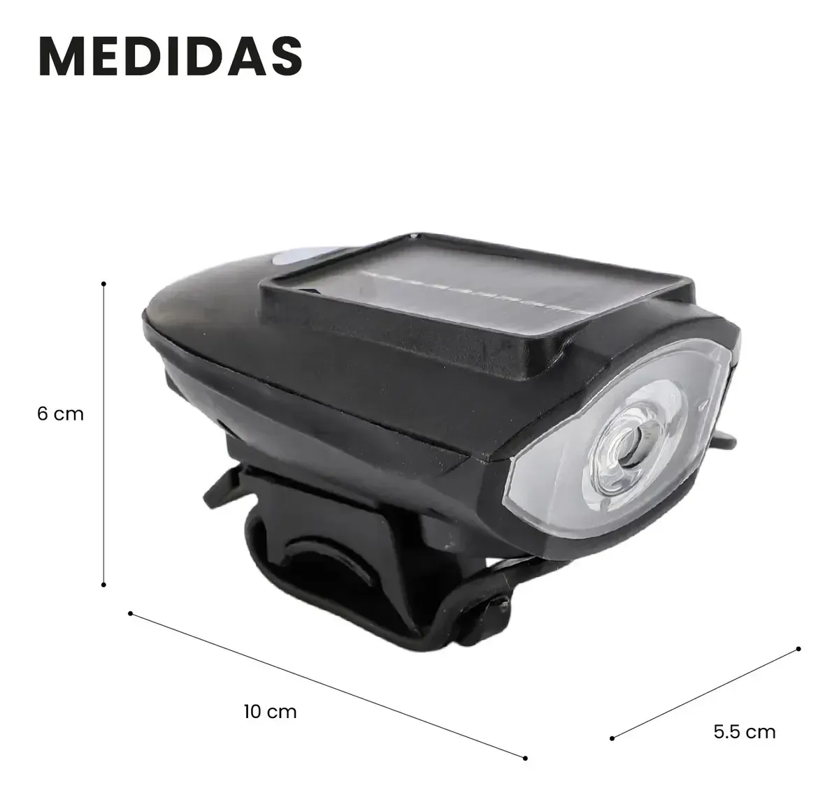 Luz Solar Para Bicicleta Con Bocina Integrada - Faro Led 3 Modos Ipx4 img #4