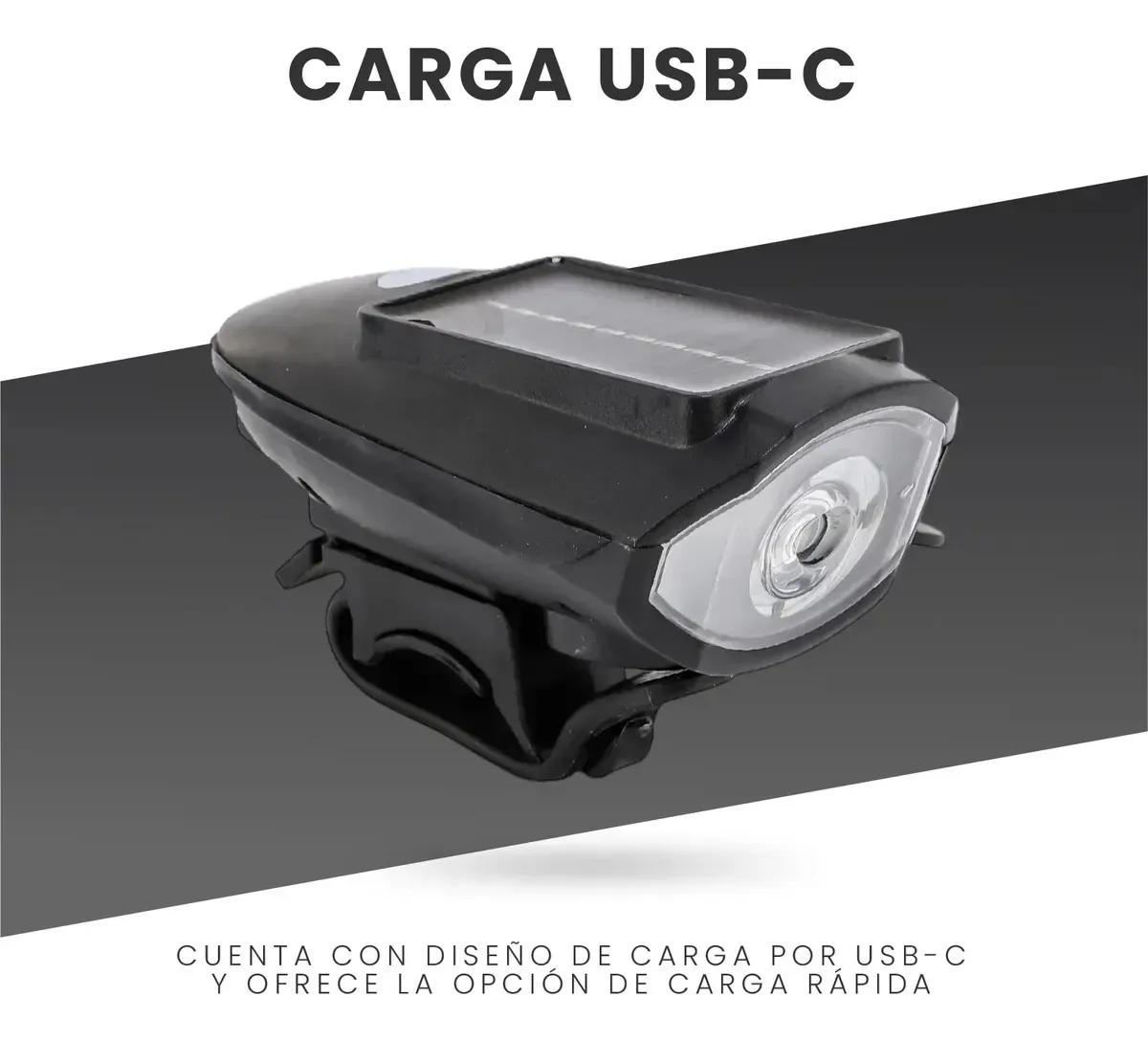Luz Solar Para Bicicleta Con Bocina Integrada - Faro Led 3 Modos Ipx4 img #5
