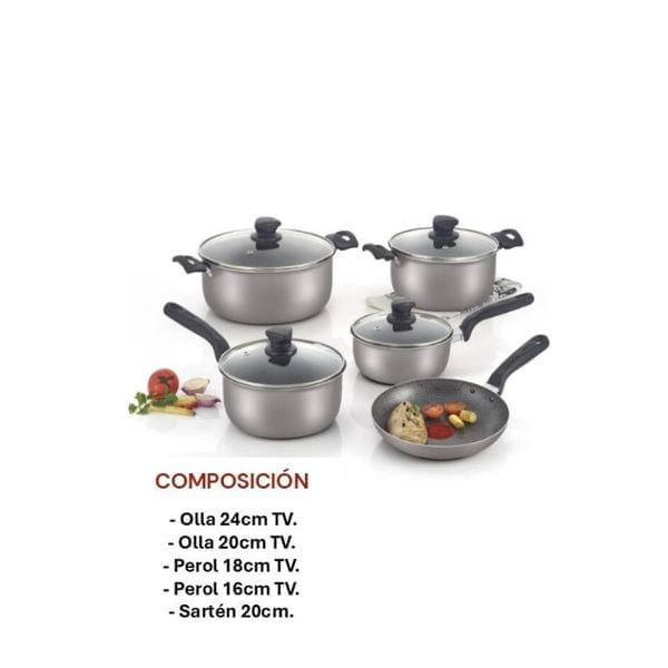 Batería de Cocina Imusa 9 Piezas Antiadherente Ollas y Sartén Premium img #3